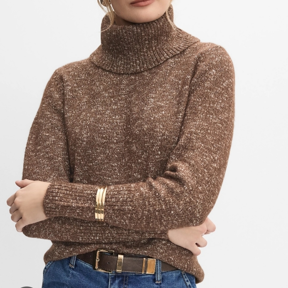 Turtleneck Brown Speck Small Sweater